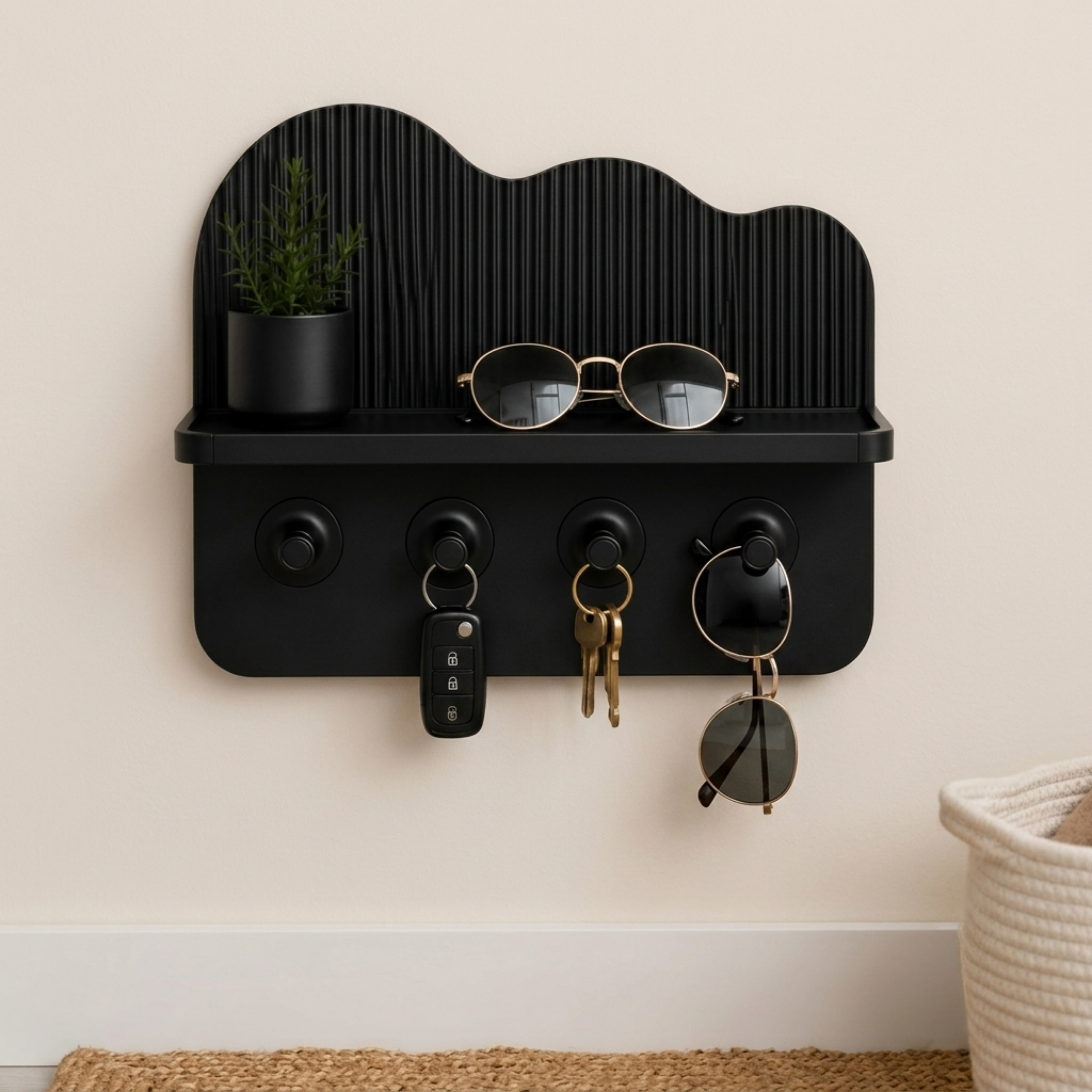WavyNook — Key & Entry Wall Shelf